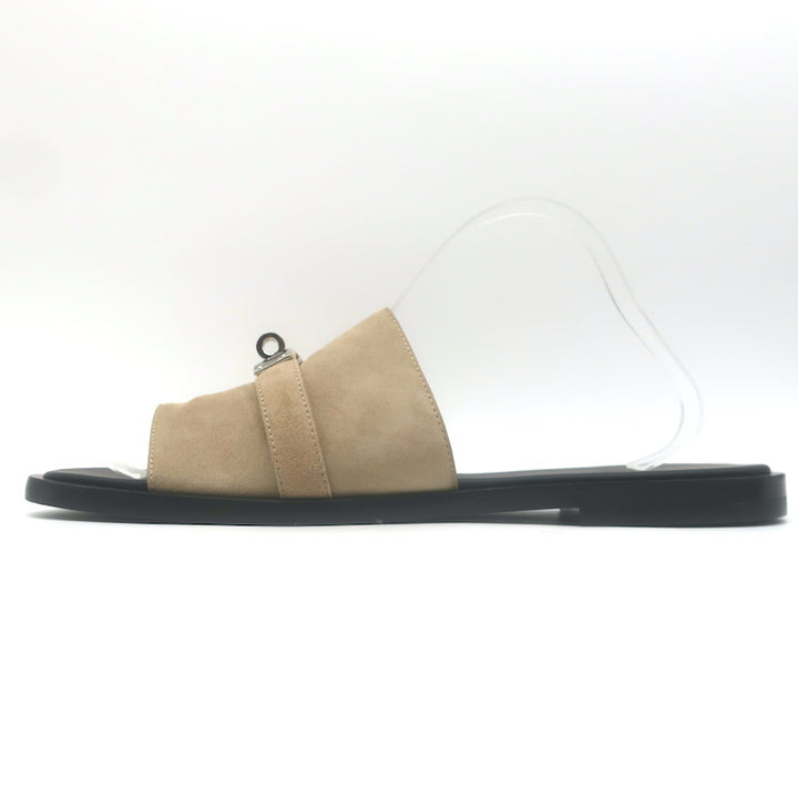 Hermes Gabriel Slide Sandals Beige Suede Size 43