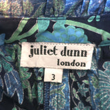 Juliet Dunn Blouson Tie-Waist Mini Dress Navy Floral Print Cotton Size 3