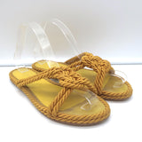 Le Monde Beryl Rope Sandals Gold Satin Size 39 Flat Slides