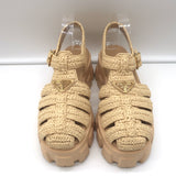 Prada Monolith Crochet Raffia Cage Sandals Natural Size 37