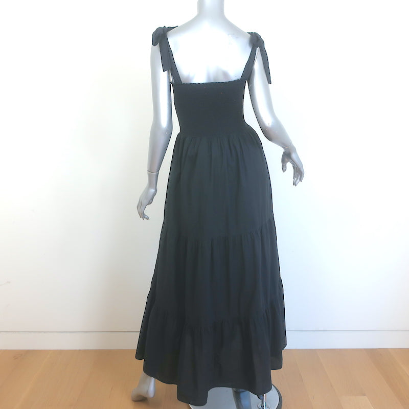 Xirena Loraine Tiered Midi Dress Black Smocked Cotton Size Large