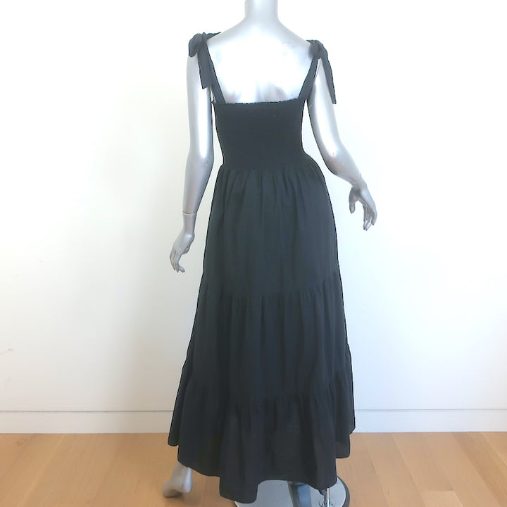 Xirena Loraine Tiered Midi Dress Black Smocked Cotton Size Large