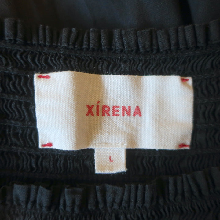 Xirena Loraine Tiered Midi Dress Black Smocked Cotton Size Large