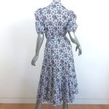 Veronica Beard Puff Sleeve Midi Shirtdress Eunice Floral & Striped Cotton Size 4