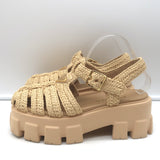 Prada Monolith Crochet Raffia Cage Sandals Natural Size 37