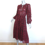 Ulla Johnson Aliya Belted Midi Dress Red Printed Silk Chiffon Size 6