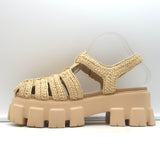 Prada Monolith Crochet Raffia Cage Sandals Natural Size 37