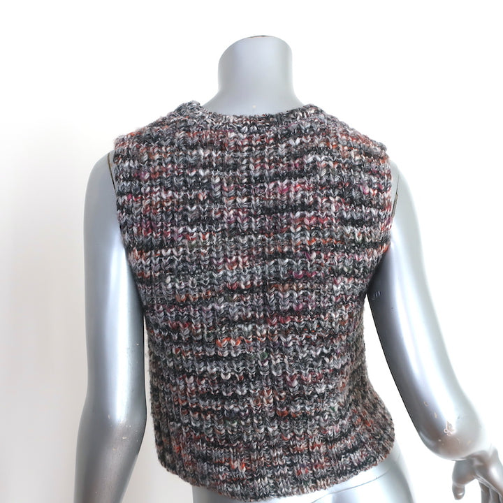 FRAME Shrunken Sweater Vest Purple Marled Knit Size Small
