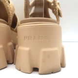 Prada Monolith Crochet Raffia Cage Sandals Natural Size 37