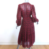 Ulla Johnson Aliya Belted Midi Dress Red Printed Silk Chiffon Size 6