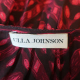 Ulla Johnson Aliya Belted Midi Dress Red Printed Silk Chiffon Size 6