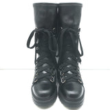Christian Dior D-Fight lace-up combat boots, black stretch leather, authentic pre-owned luxury, lightly worn, size 38