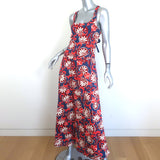 La DoubleJ Flipper Maxi Dress Navy/Red Moonflower Print Cotton Size Medium