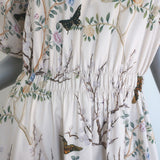 G. Label Sheely Puff Sleeve Midi Dress Cream Butterfly Print Poplin Size 6