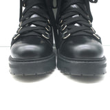 Christian Dior D-Fight lace-up combat boots in black stretch leather, authentic pre-owned, size 38