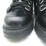 Christian Dior D-Fight lace-up combat boots in black stretch leather, pre-owned, size 38, authentic luxury with light wear.