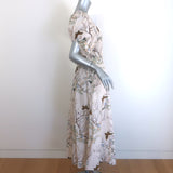 G. Label Sheely Puff Sleeve Midi Dress Cream Butterfly Print Poplin Size 6