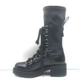 Christian Dior D-Fight lace-up combat boots, black stretch leather, pre-owned, authentic luxury, size 38