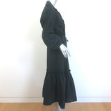 Cara Cara Hutton Midi Shirt Dress Black Cotton Poplin Size Small