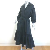 Cara Cara Hutton Midi Shirt Dress Black Cotton Poplin Size Small