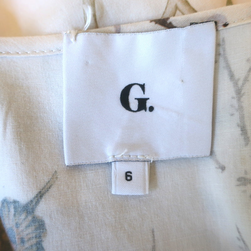 G. Label Sheely Puff Sleeve Midi Dress Cream Butterfly Print Poplin Size 6