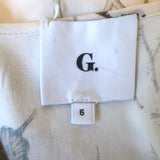 G. Label Sheely Puff Sleeve Midi Dress Cream Butterfly Print Poplin Size 6