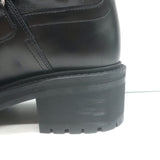 Authentic Christian Dior D-Fight lace-up combat boots in black stretch leather, size 38 — pre-owned, lightly worn luxury.