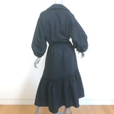 Cara Cara Hutton Midi Shirt Dress Black Cotton Poplin Size Small