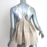 See by Chloe Pleated Swing Tank Top Beige Pinstripe Cotton-Silk Size US 2
