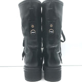 Christian Dior D-Fight lace-up combat boots in black stretch leather, authentic pre-owned, size 38