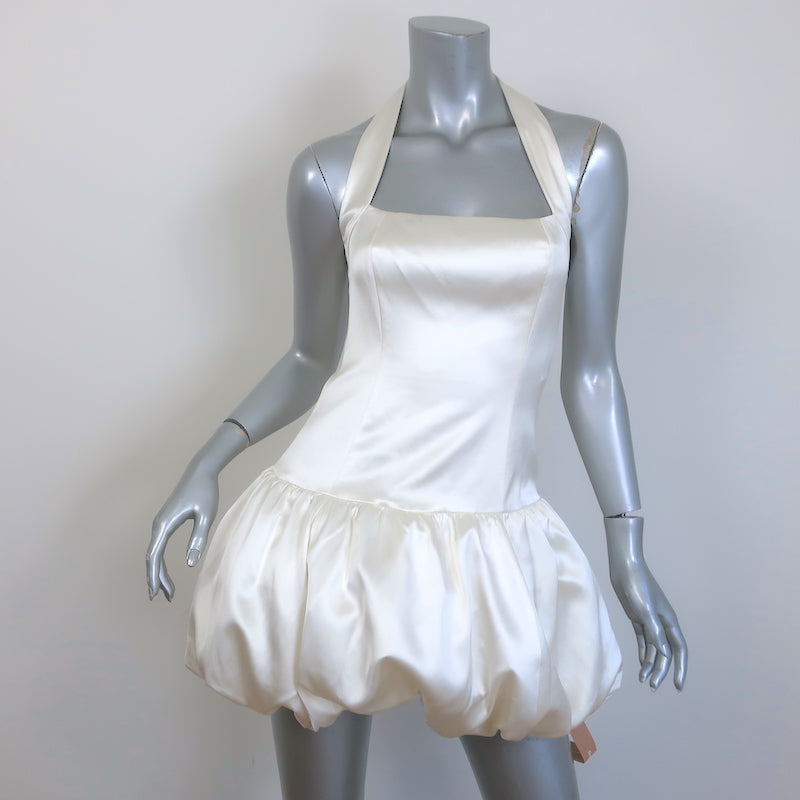 Reformation Babette Halter Mini Dress Ivory Silk Satin Size 0 NEW Celebrity Owned Reformation Babette Halter Mini Dress Ivory Silk Satin Size 0 NEW Celebrity Owned
