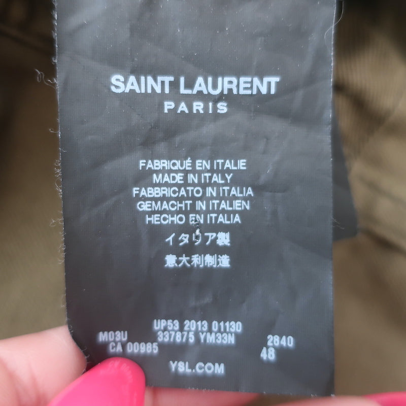 Saint Laurent High-Low Military Parka Army Green Twill Size 48