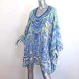 Camilla A Night To Remember Gathered Hem Short Dress Blue Printed Silk One Size