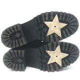 Christian Dior D-Fight lace-up combat boots, black stretch leather, size 38, pre-owned authentic designer pair