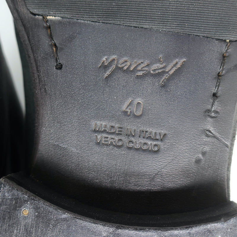 Marsell Laceless Derby Shoes Black Leather Size 40 US 7