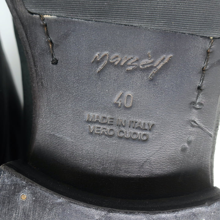 Marsell Laceless Derby Shoes Black Leather Size 40 US 7