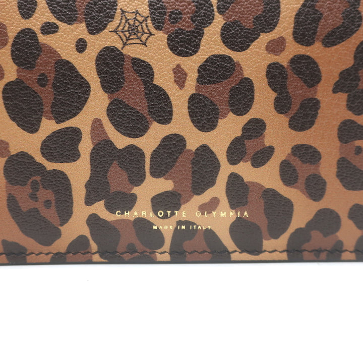 Charlotte Olympia Feline Leopard Print Mini Crossbody Bag Brown Leather NEW