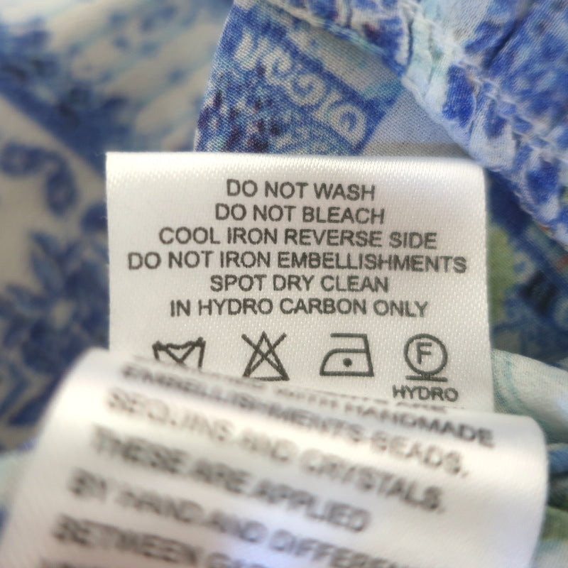 Camilla A Night To Remember Gathered Hem Short Dress Blue Printed Silk One Size
