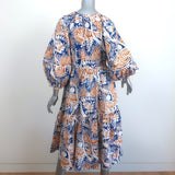 STAUD Puff Sleeve Midi Dress Demi Floral Print Stretch Cotton Size Small