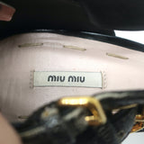 Miu Miu Studded Crisscross Sandals Black Crackled Leather Size 41 Open Toe Heels