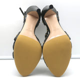 Miu Miu Studded Crisscross Sandals Black Crackled Leather Size 41 Open Toe Heels