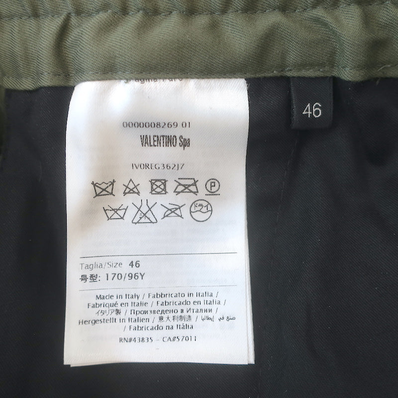 Valentino Butterfly-Embroidered Cargo Pants Army Green Cotton Size 46