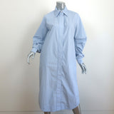 GANNI Striped Shirtdress Blue Cotton Size 36 Long Sleeve Midi Dress NEW