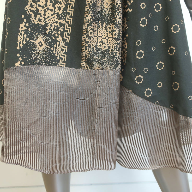 Timo Weiland Fit &amp; Flare Midi Dress Dark Olive Printed Stretch Cotton Size 4