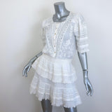 LoveShackFancy Quincy Floral Embroidered Mini Dress White Cotton Size Medium