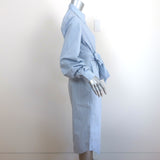 GANNI Striped Shirtdress Blue Cotton Size 36 Long Sleeve Midi Dress NEW