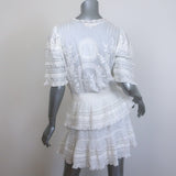 LoveShackFancy Quincy Floral Embroidered Mini Dress White Cotton Size Medium