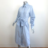 GANNI Striped Shirtdress Blue Cotton Size 36 Long Sleeve Midi Dress NEW