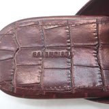 Balenciaga Cosy BB mules in burgundy croc-embossed leather, authentic pre-owned women's size 36