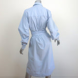 GANNI Striped Shirtdress Blue Cotton Size 36 Long Sleeve Midi Dress NEW
